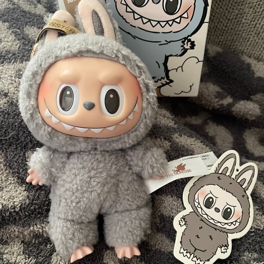 Plush Grey Monster Doll Plush Toy - Cute Fluffy Character - Picture 3 of 5